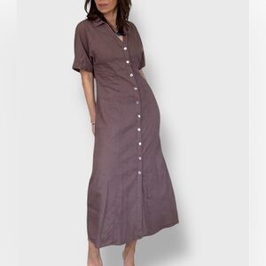 Madewell Carmine Linen Button Down Dress